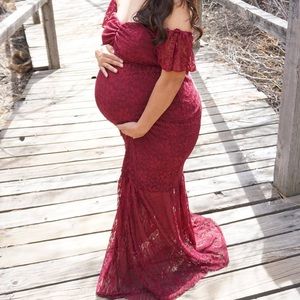 Burgundy Lace Dress Maternity Lace Dress